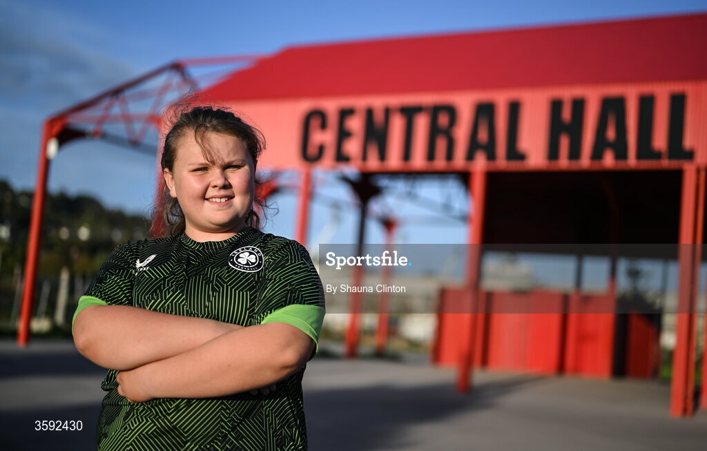 13 October 2026; Republic of Ireland supporter Grace Connolly, from Tipperary, before the 2027 FIFA Women’s World Cup qualifying round 1 play-off second leg match between the Republic of Ireland and Kazakhstan at Páirc Uí Chaoimh in Cork. Photo by Shauna Clinton/Sportsfile