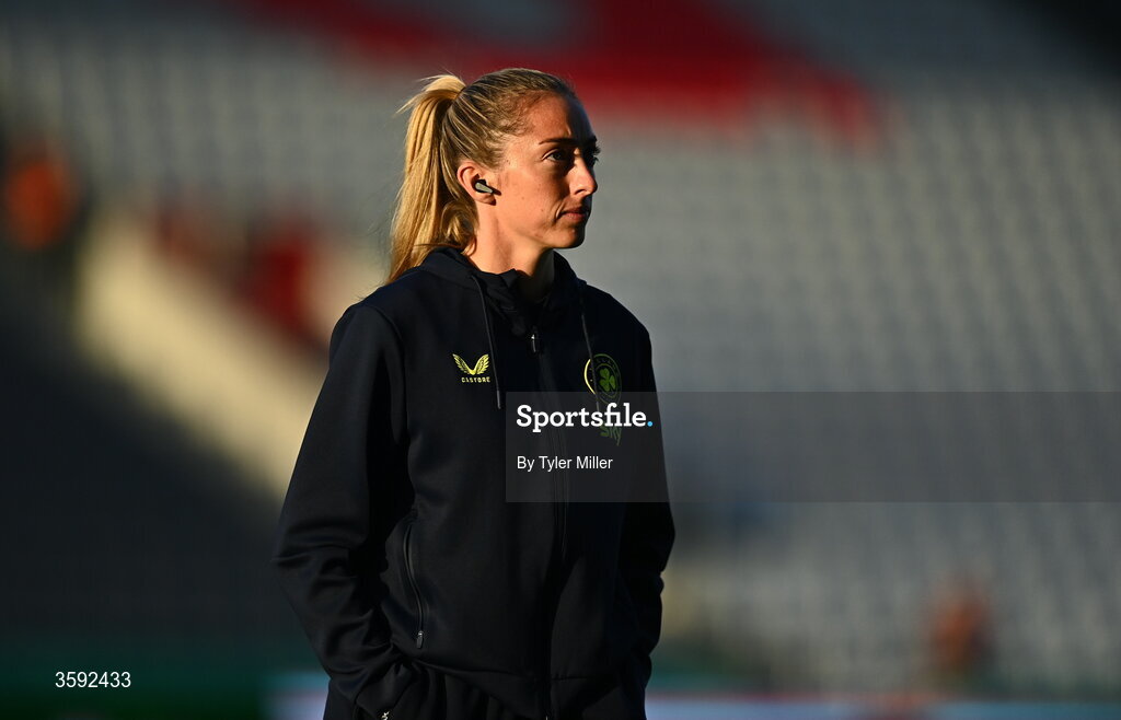 13 October 2026; Megan Connolly of Republic of Ireland before the 2027 FIFA Women’s World Cup qualifying round 1 play-off second leg match between the Republic of Ireland and Kazakhstan at Páirc Uí Chaoimh in Cork. Photo by Tyler Miller/Sportsfile