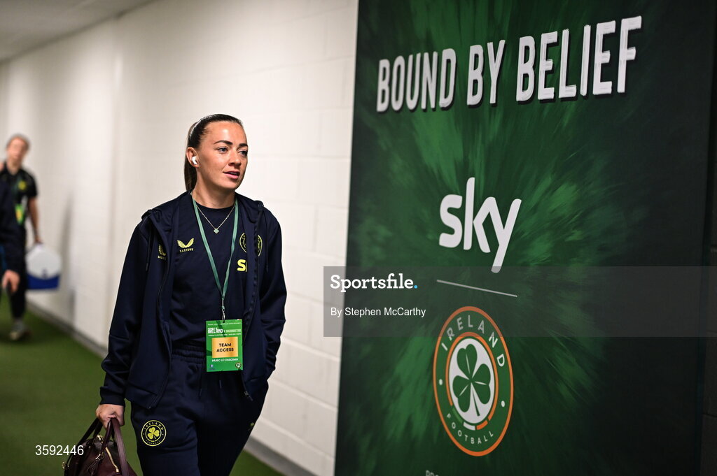 13 October 2026; Katie McCabe of Republic of Ireland before the 2027 FIFA Women’s World Cup qualifying round 1 play-off second leg match between Republic of Ireland and Kazakhstan at SuperValu Páirc Uí Chaoimh in Cork. Photo by Stephen McCarthy/Sportsfile