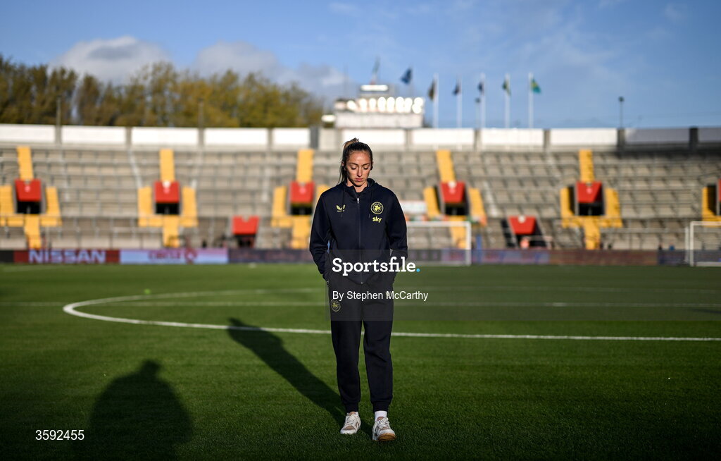 13 October 2026; Megan Connolly of Republic of Ireland before the 2027 FIFA Women’s World Cup qualifying round 1 play-off second leg match between Republic of Ireland and Kazakhstan at SuperValu Páirc Uí Chaoimh in Cork. Photo by Stephen McCarthy/Sportsfile