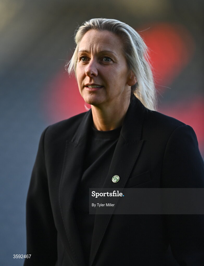 13 October 2026; Republic of Ireland head coach Carla Ward before the 2027 FIFA Women’s World Cup qualifying round 1 play-off second leg match between the Republic of Ireland and Kazakhstan at Páirc Uí Chaoimh in Cork. Photo by Tyler Miller/Sportsfile