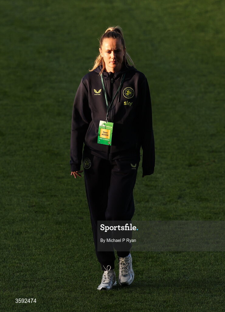 13 October 2026; Heather Payne of Republic of Ireland walks the pitch before the 2027 FIFA Women’s World Cup qualifying round 1 play-off second leg match between Republic of Ireland and Kazakhstan at SuperValu Páirc Uí Chaoimh in Cork. Photo by Michael P Ryan/Sportsfile