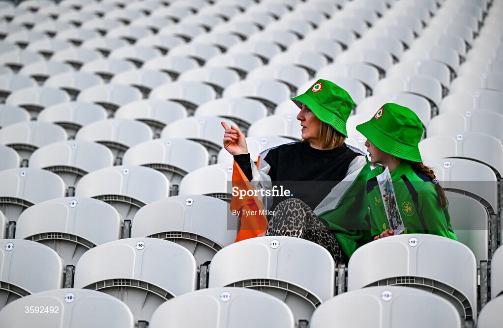 13 October 2026; Republic of Ireland supporters before the 2027 FIFA Women’s World Cup qualifying round 1 play-off second leg match between the Republic of Ireland and Kazakhstan at Páirc Uí Chaoimh in Cork. Photo by Tyler Miller/Sportsfile