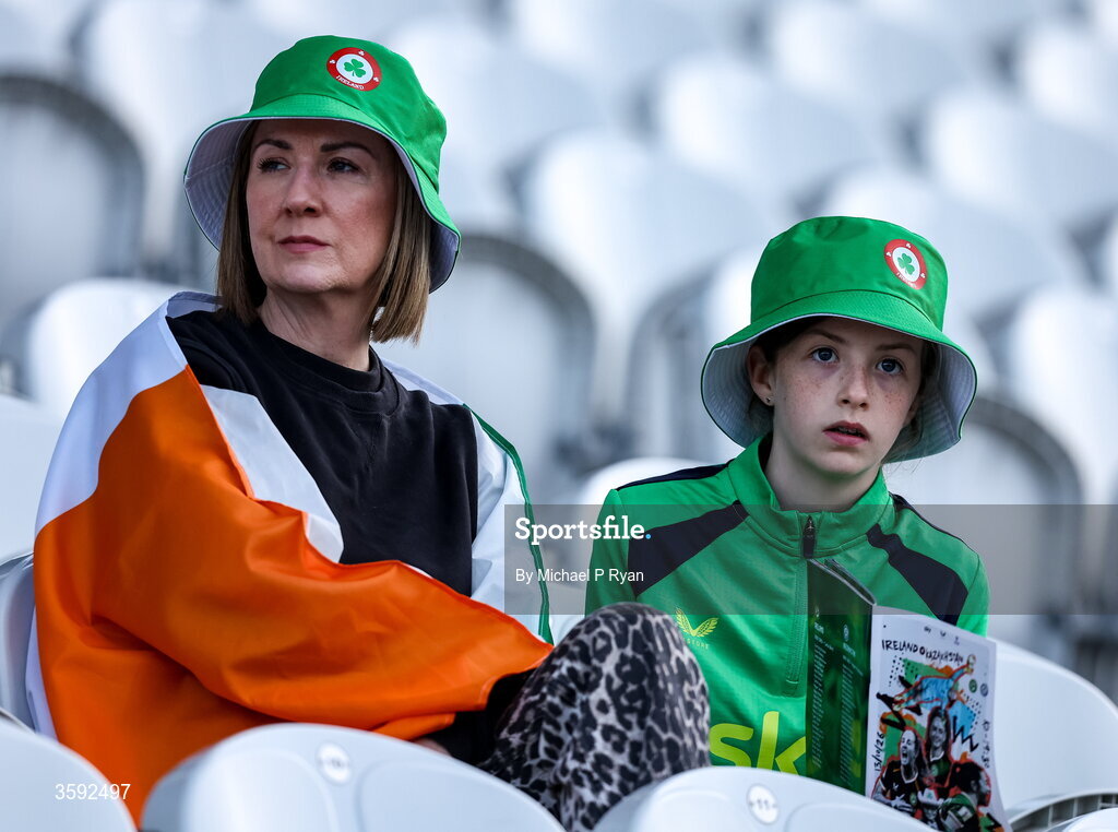 13 October 2026; Republic of Ireland supporters before the 2027 FIFA Women’s World Cup qualifying round 1 play-off second leg match between Republic of Ireland and Kazakhstan at SuperValu Páirc Uí Chaoimh in Cork. Photo by Michael P Ryan/Sportsfile