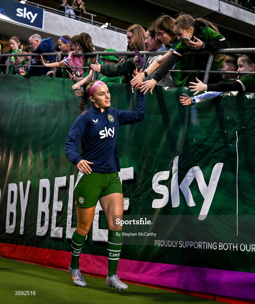 13 October 2026; Caitlin Hayes of Republic of Ireland before the 2027 FIFA Women’s World Cup qualifying round 1 play-off second leg match between Republic of Ireland and Kazakhstan at SuperValu Páirc Uí Chaoimh in Cork. Photo by Stephen McCarthy/Sportsfile