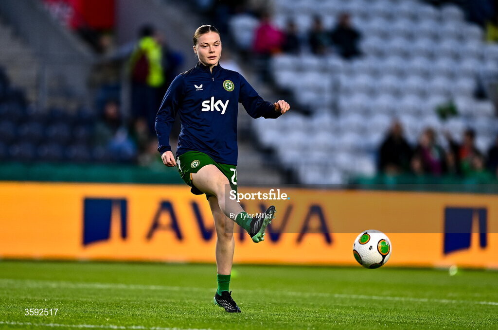 13 October 2026; Emily Murphy of Republic of Ireland before the 2027 FIFA Women’s World Cup qualifying round 1 play-off second leg match between the Republic of Ireland and Kazakhstan at Páirc Uí Chaoimh in Cork. Photo by Tyler Miller/Sportsfile