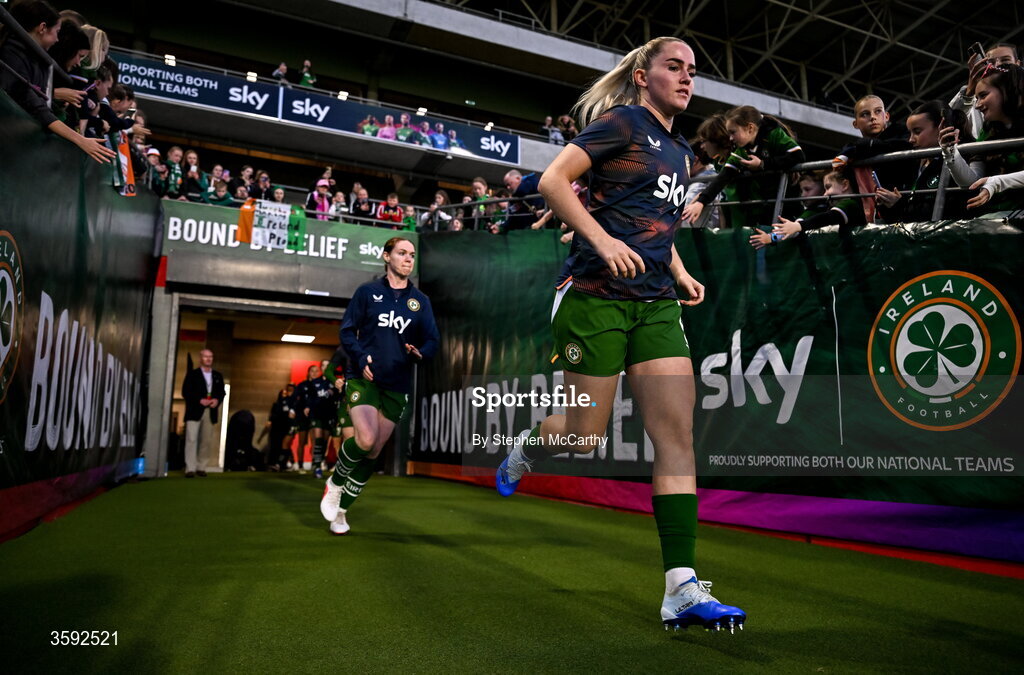 13 October 2026; Jessie Stapleton of Republic of Ireland before the 2027 FIFA Women’s World Cup qualifying round 1 play-off second leg match between Republic of Ireland and Kazakhstan at SuperValu Páirc Uí Chaoimh in Cork. Photo by Stephen McCarthy/Sportsfile