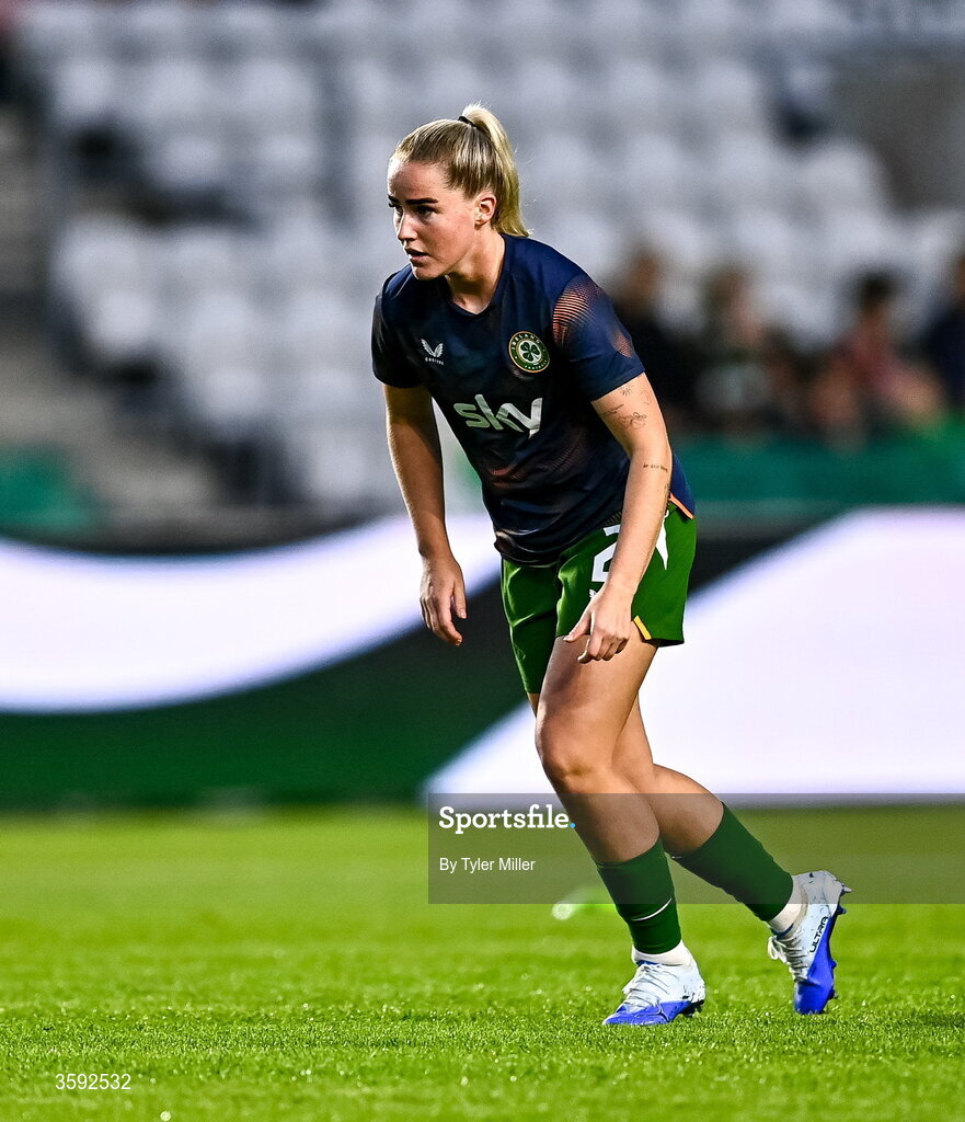 13 October 2026; Jessie Stapleton of Republic of Ireland before the 2027 FIFA Women’s World Cup qualifying round 1 play-off second leg match between the Republic of Ireland and Kazakhstan at Páirc Uí Chaoimh in Cork. Photo by Tyler Miller/Sportsfile