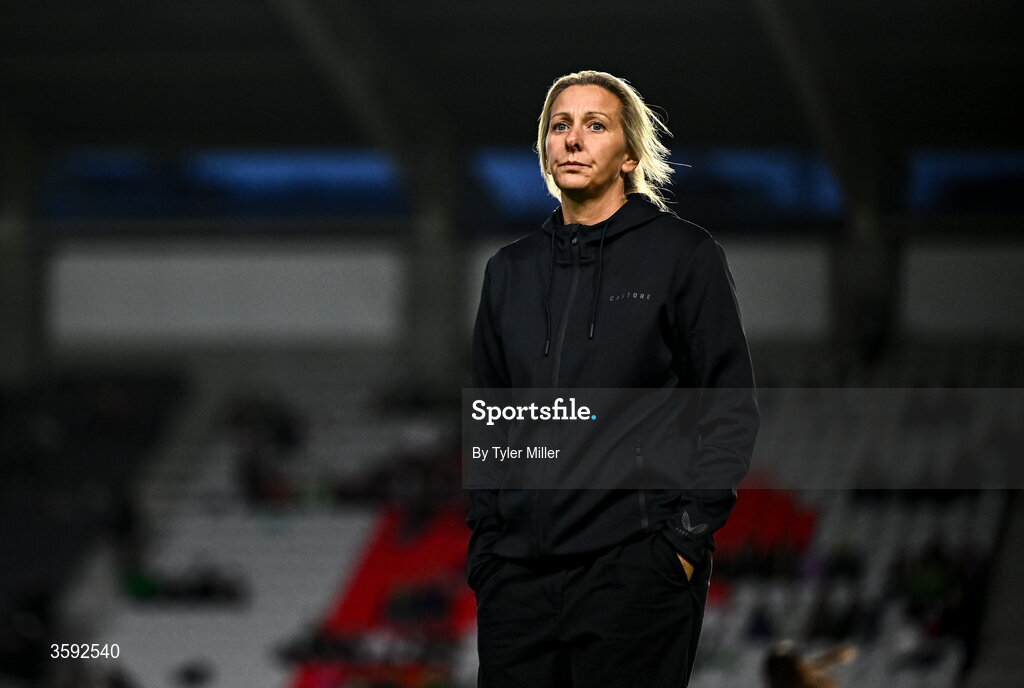 13 October 2026; Republic of Ireland head coach Carla Ward before the 2027 FIFA Women’s World Cup qualifying round 1 play-off second leg match between the Republic of Ireland and Kazakhstan at Páirc Uí Chaoimh in Cork. Photo by Tyler Miller/Sportsfile