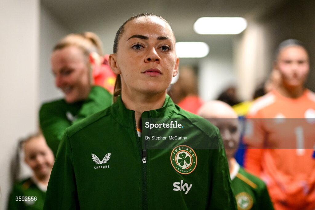 13 October 2026; Katie McCabe of Republic of Ireland before the 2027 FIFA Women’s World Cup qualifying round 1 play-off second leg match between Republic of Ireland and Kazakhstan at SuperValu Páirc Uí Chaoimh in Cork. Photo by Stephen McCarthy/Sportsfile