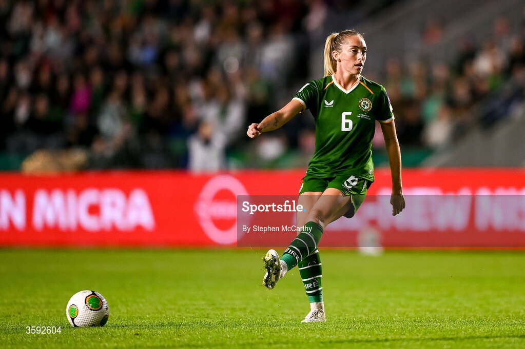 13 October 2026; Megan Connolly of Republic of Ireland during the 2027 FIFA Women’s World Cup qualifying round 1 play-off second leg match between Republic of Ireland and Kazakhstan at SuperValu Páirc Uí Chaoimh in Cork. Photo by Stephen McCarthy/Sportsfile