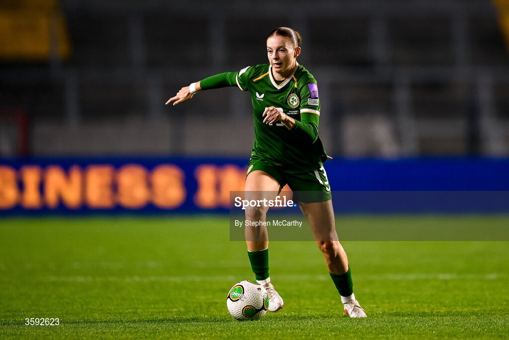 13 October 2026; Hayley Nolan of Republic of Ireland during the 2027 FIFA Women’s World Cup qualifying round 1 play-off second leg match between Republic of Ireland and Kazakhstan at SuperValu Páirc Uí Chaoimh in Cork. Photo by Stephen McCarthy/Sportsfile