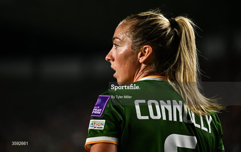13 October 2026; Megan Connolly of Republic of Ireland during the 2027 FIFA Women’s World Cup qualifying round 1 play-off second leg match between the Republic of Ireland and Kazakhstan at Páirc Uí Chaoimh in Cork. Photo by Tyler Miller/Sportsfile