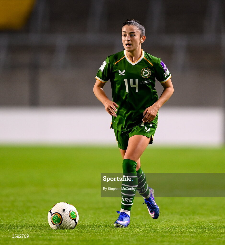 13 October 2026; Marissa Sheva of Republic of Ireland during the 2027 FIFA Women’s World Cup qualifying round 1 play-off second leg match between Republic of Ireland and Kazakhstan at SuperValu Páirc Uí Chaoimh in Cork. Photo by Stephen McCarthy/Sportsfile