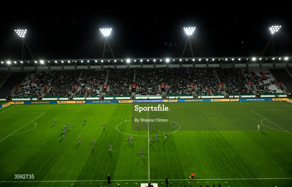 13 October 2026; A general view of the action during the 2027 FIFA Women’s World Cup qualifying round 1 play-off second leg match between the Republic of Ireland and Kazakhstan at Páirc Uí Chaoimh in Cork. Photo by Shauna Clinton/Sportsfile