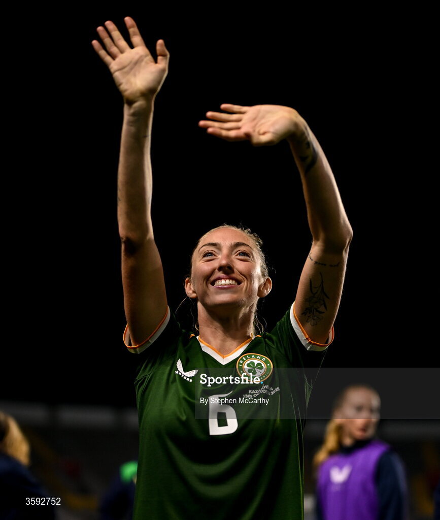 13 October 2026; Megan Connolly of Republic of Ireland after the 2027 FIFA Women’s World Cup qualifying round 1 play-off second leg match between Republic of Ireland and Kazakhstan at SuperValu Páirc Uí Chaoimh in Cork. Photo by Stephen McCarthy/Sportsfile