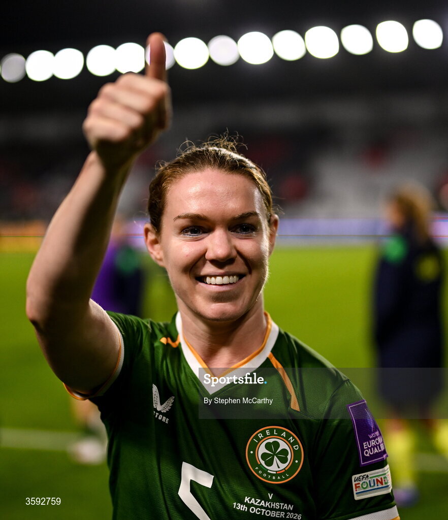 13 October 2026; Aoife Mannion of Republic of Ireland after the 2027 FIFA Women’s World Cup qualifying round 1 play-off second leg match between Republic of Ireland and Kazakhstan at SuperValu Páirc Uí Chaoimh in Cork. Photo by Stephen McCarthy/Sportsfile