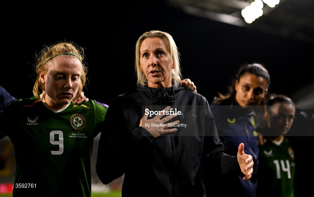 13 October 2026; Republic of Ireland head coach Carla Ward after the 2027 FIFA Women’s World Cup qualifying round 1 play-off second leg match between Republic of Ireland and Kazakhstan at SuperValu Páirc Uí Chaoimh in Cork. Photo by Stephen McCarthy/Sportsfile