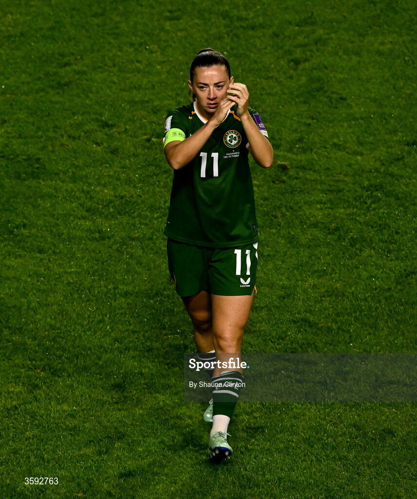 13 October 2026; Katie McCabe of Republic of Ireland after the 2027 FIFA Women’s World Cup qualifying round 1 play-off second leg match between the Republic of Ireland and Kazakhstan at Páirc Uí Chaoimh in Cork. Photo by Shauna Clinton/Sportsfile