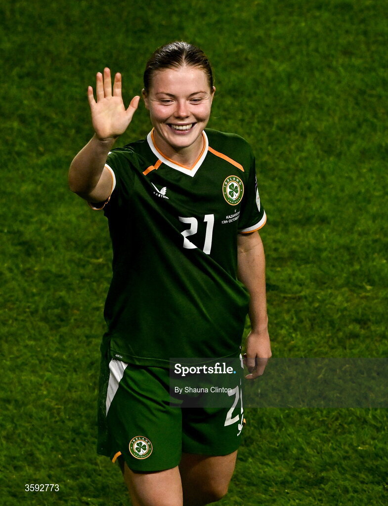 13 October 2026; Emily Murphy of Republic of Ireland after the 2027 FIFA Women’s World Cup qualifying round 1 play-off second leg match between the Republic of Ireland and Kazakhstan at Páirc Uí Chaoimh in Cork. Photo by Shauna Clinton/Sportsfile