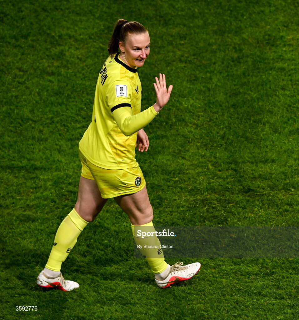 13 October 2026; Republic of Ireland goalkeeper Courtney Brosnan after the 2027 FIFA Women’s World Cup qualifying round 1 play-off second leg match between the Republic of Ireland and Kazakhstan at Páirc Uí Chaoimh in Cork. Photo by Shauna Clinton/Sportsfile
