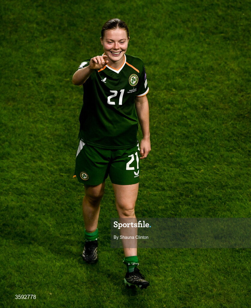 13 October 2026; Emily Murphy of Republic of Ireland after the 2027 FIFA Women’s World Cup qualifying round 1 play-off second leg match between the Republic of Ireland and Kazakhstan at Páirc Uí Chaoimh in Cork. Photo by Shauna Clinton/Sportsfile