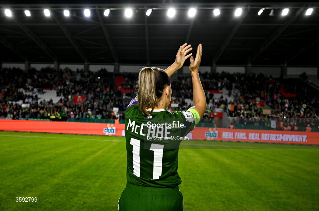 13 October 2026; Katie McCabe of Republic of Ireland after the 2027 FIFA Women’s World Cup qualifying round 1 play-off second leg match between Republic of Ireland and Kazakhstan at SuperValu Páirc Uí Chaoimh in Cork. Photo by Stephen McCarthy/Sportsfile