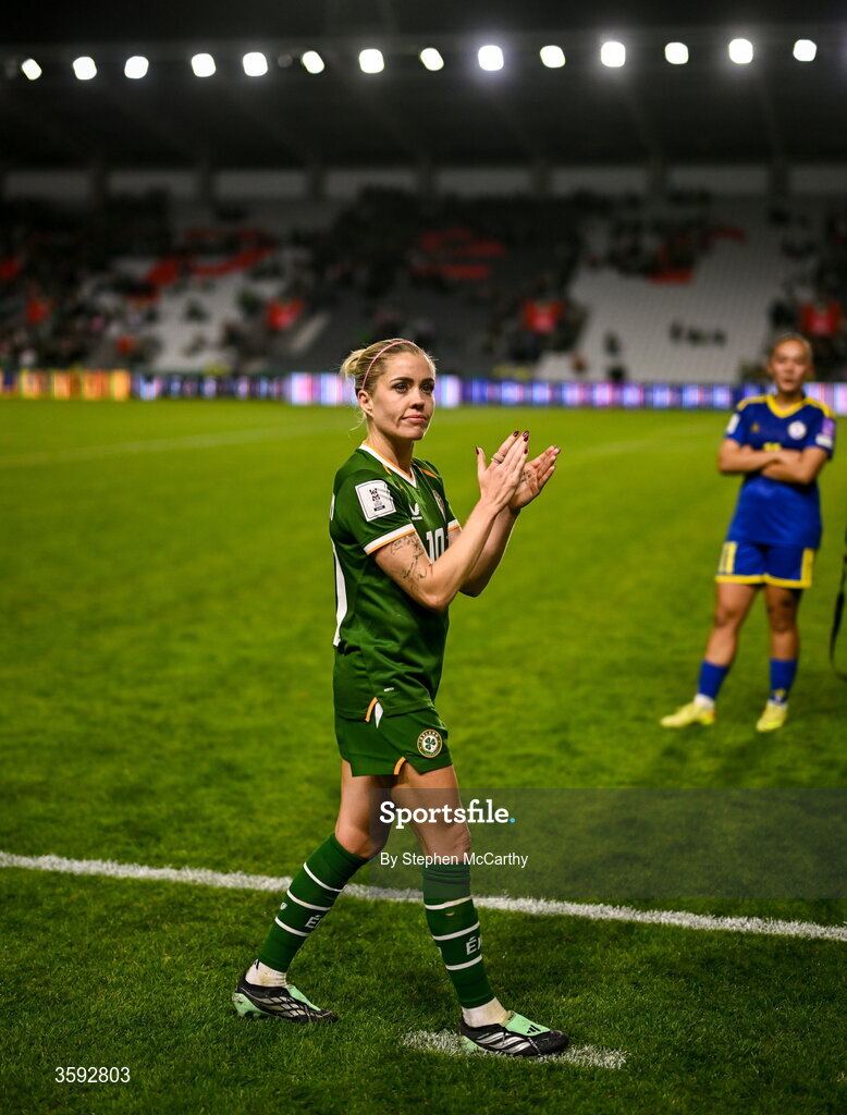 13 October 2026; Denise O’Sullivan of Republic of Ireland after the 2027 FIFA Women’s World Cup qualifying round 1 play-off second leg match between Republic of Ireland and Kazakhstan at SuperValu Páirc Uí Chaoimh in Cork. Photo by Stephen McCarthy/Sportsfile