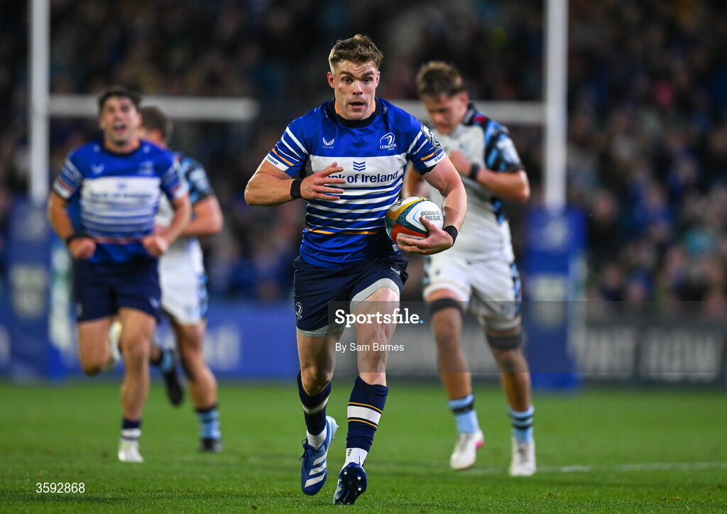 10 October 2026; Garry Ringrose of Leinster during the United Rugby Championship match between Leinster and Cardiff at the Laya Arena in Dublin. Photo by Sam Barnes/Sportsfile