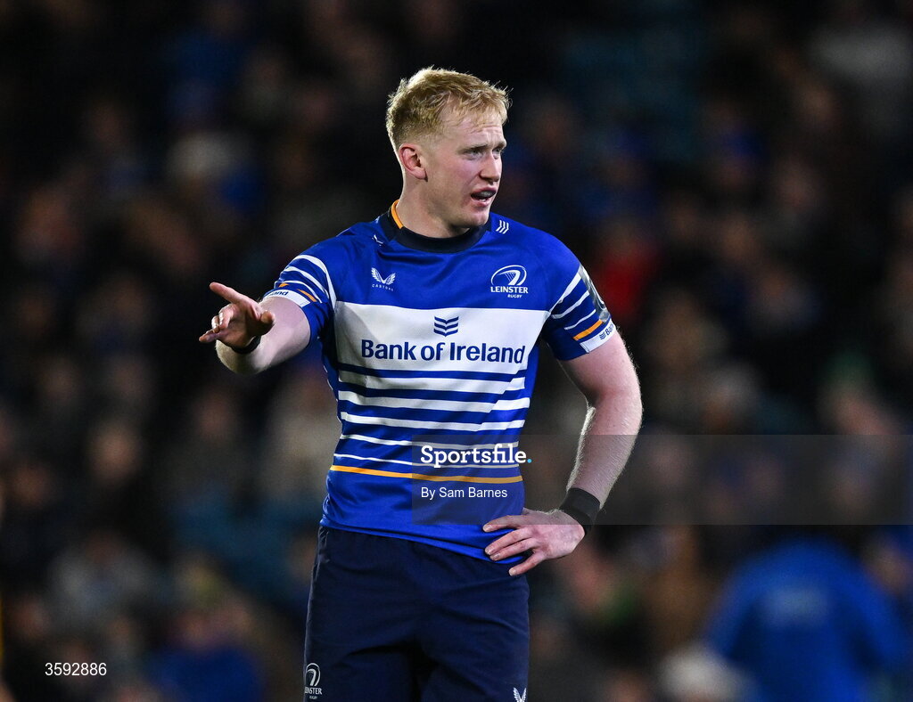 10 October 2026; Jamie Osborne of Leinster during the United Rugby Championship match between Leinster and Cardiff at the Laya Arena in Dublin. Photo by Sam Barnes/Sportsfile