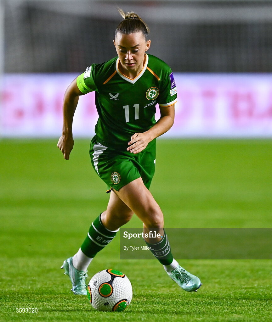 13 October 2026; Katie McCabe of Republic of Ireland during the 2027 FIFA Women’s World Cup qualifying round 1 play-off second leg match between the Republic of Ireland and Kazakhstan at Páirc Uí Chaoimh in Cork. Photo by Tyler Miller/Sportsfile