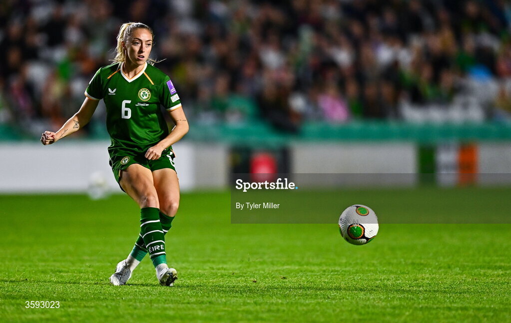 13 October 2026; Megan Connolly of Republic of Ireland during the 2027 FIFA Women’s World Cup qualifying round 1 play-off second leg match between the Republic of Ireland and Kazakhstan at Páirc Uí Chaoimh in Cork. Photo by Tyler Miller/Sportsfile