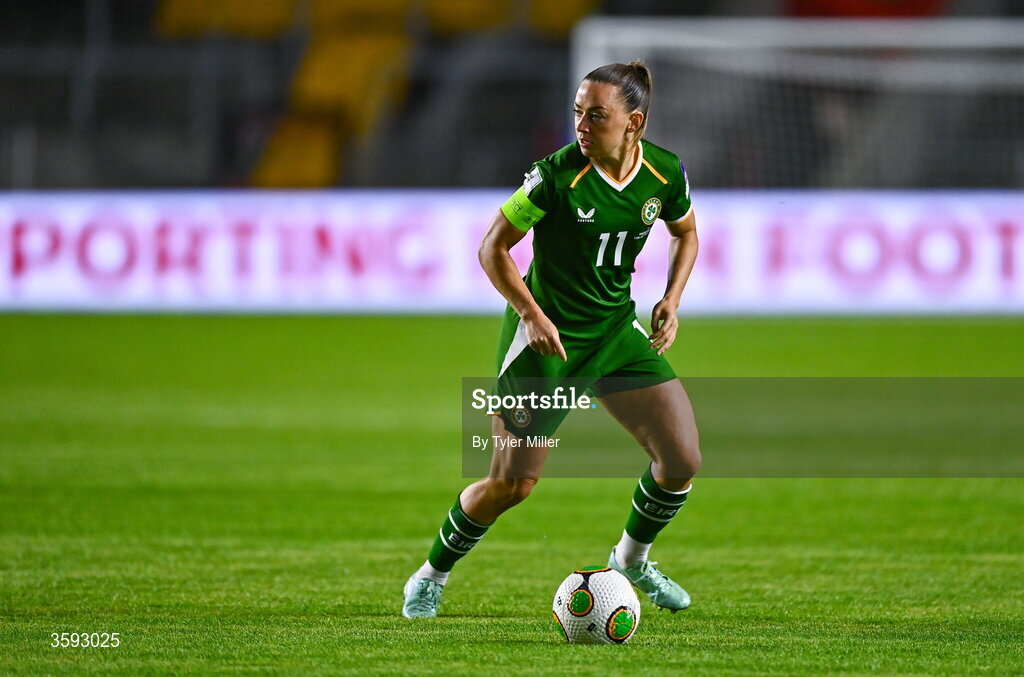 13 October 2026; Katie McCabe of Republic of Ireland during the 2027 FIFA Women’s World Cup qualifying round 1 play-off second leg match between the Republic of Ireland and Kazakhstan at Páirc Uí Chaoimh in Cork. Photo by Tyler Miller/Sportsfile