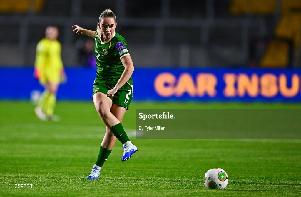 13 October 2026; Jessie Stapleton of Republic of Ireland during the 2027 FIFA Women’s World Cup qualifying round 1 play-off second leg match between the Republic of Ireland and Kazakhstan at Páirc Uí Chaoimh in Cork. Photo by Tyler Miller/Sportsfile