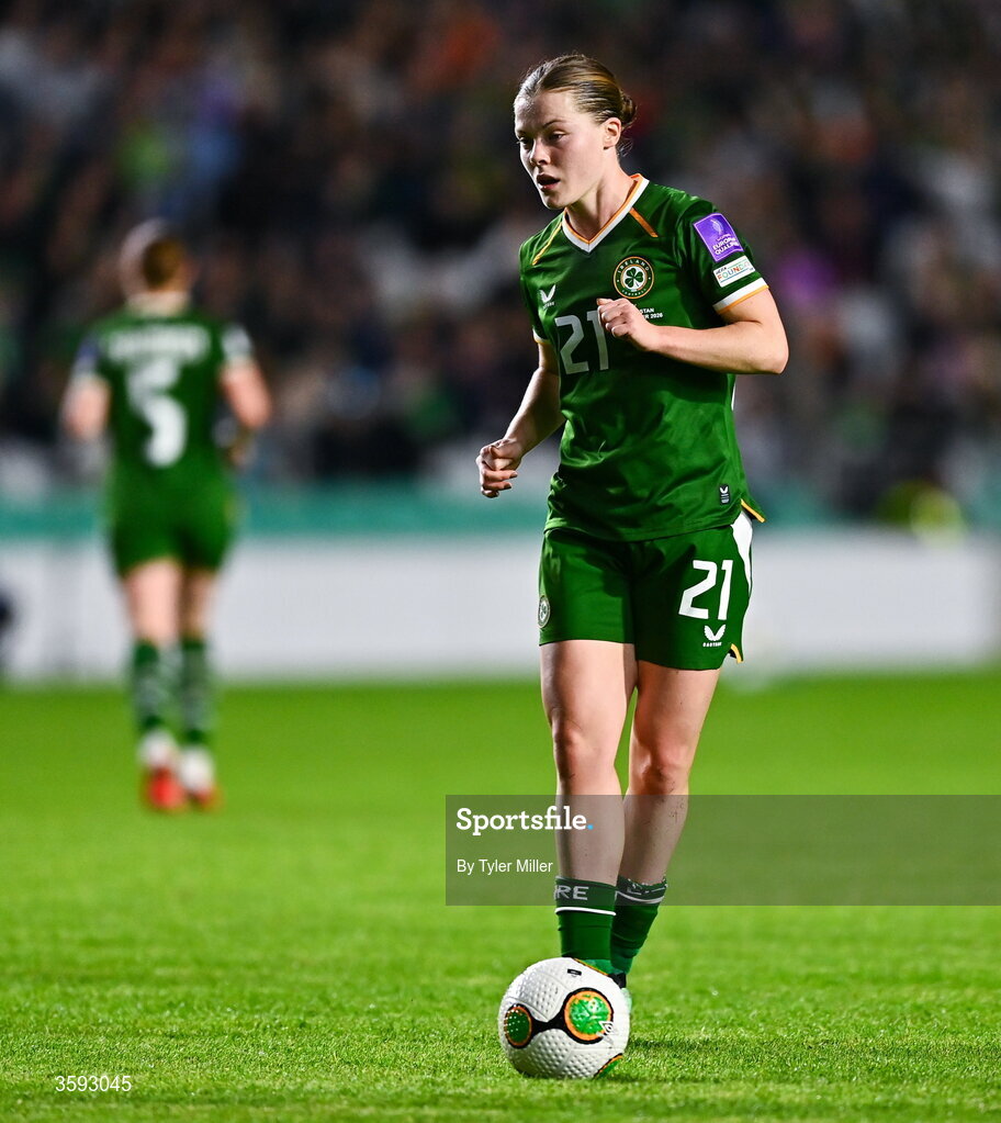 13 October 2026; Emily Murphy of Republic of Ireland during the 2027 FIFA Women’s World Cup qualifying round 1 play-off second leg match between the Republic of Ireland and Kazakhstan at Páirc Uí Chaoimh in Cork. Photo by Tyler Miller/Sportsfile