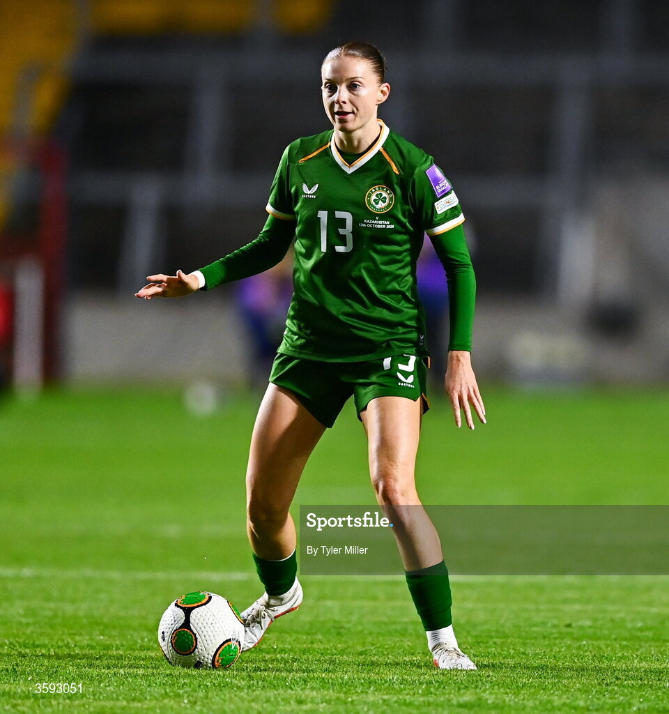 13 October 2026; Hayley Nolan of Republic of Ireland during the 2027 FIFA Women’s World Cup qualifying round 1 play-off second leg match between the Republic of Ireland and Kazakhstan at Páirc Uí Chaoimh in Cork. Photo by Tyler Miller/Sportsfile