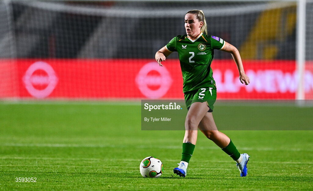 13 October 2026; Jessie Stapleton of Republic of Ireland during the 2027 FIFA Women’s World Cup qualifying round 1 play-off second leg match between the Republic of Ireland and Kazakhstan at Páirc Uí Chaoimh in Cork. Photo by Tyler Miller/Sportsfile