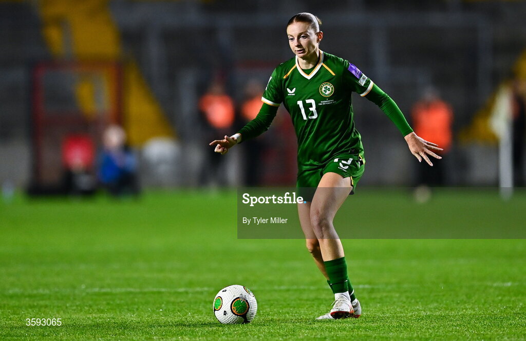 13 October 2026; Hayley Nolan of Republic of Ireland during the 2027 FIFA Women’s World Cup qualifying round 1 play-off second leg match between the Republic of Ireland and Kazakhstan at Páirc Uí Chaoimh in Cork. Photo by Tyler Miller/Sportsfile