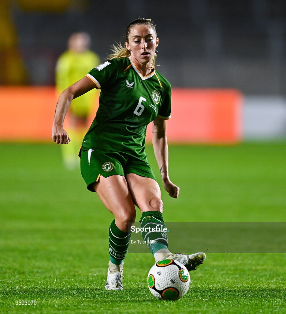 13 October 2026; Megan Connolly of Republic of Ireland during the 2027 FIFA Women’s World Cup qualifying round 1 play-off second leg match between the Republic of Ireland and Kazakhstan at Páirc Uí Chaoimh in Cork. Photo by Tyler Miller/Sportsfile