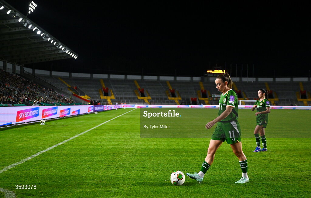 13 October 2026; Katie McCabe of Republic of Ireland before the 2027 FIFA Women’s World Cup qualifying round 1 play-off second leg match between the Republic of Ireland and Kazakhstan at Páirc Uí Chaoimh in Cork. Photo by Tyler Miller/Sportsfile