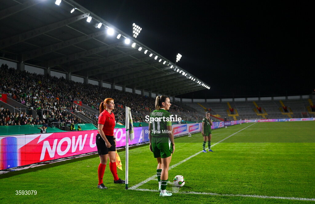 13 October 2026; Katie McCabe of Republic of Ireland before the 2027 FIFA Women’s World Cup qualifying round 1 play-off second leg match between the Republic of Ireland and Kazakhstan at Páirc Uí Chaoimh in Cork. Photo by Tyler Miller/Sportsfile