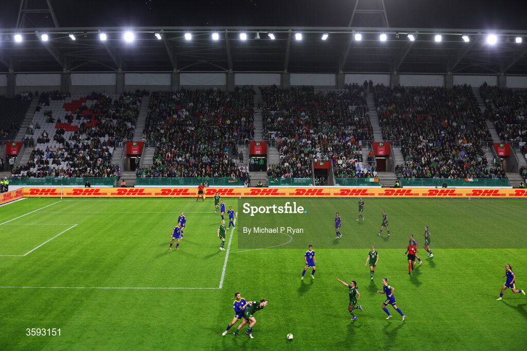 13 October 2026; A general view of the action during the 2027 FIFA Women’s World Cup qualifying round 1 play-off second leg match between Republic of Ireland and Kazakhstan at SuperValu Páirc Uí Chaoimh in Cork. Photo by Michael P Ryan/Sportsfile