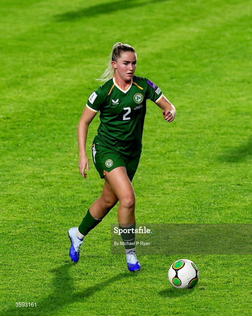13 October 2026; Jessie Stapleton of Republic of Ireland during the 2027 FIFA Women’s World Cup qualifying round 1 play-off second leg match between Republic of Ireland and Kazakhstan at SuperValu Páirc Uí Chaoimh in Cork. Photo by Michael P Ryan/Sportsfile