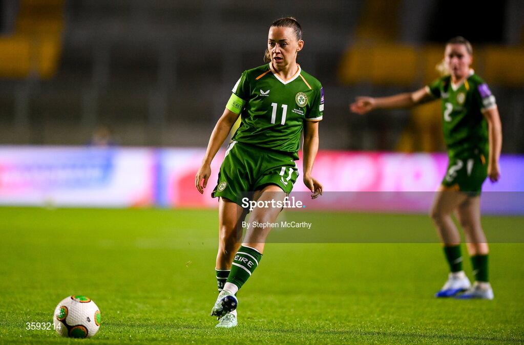 13 October 2026; Katie McCabe of Republic of Ireland during the 2027 FIFA Women’s World Cup qualifying round 1 play-off second leg match between Republic of Ireland and Kazakhstan at SuperValu Páirc Uí Chaoimh in Cork. Photo by Stephen McCarthy/Sportsfile