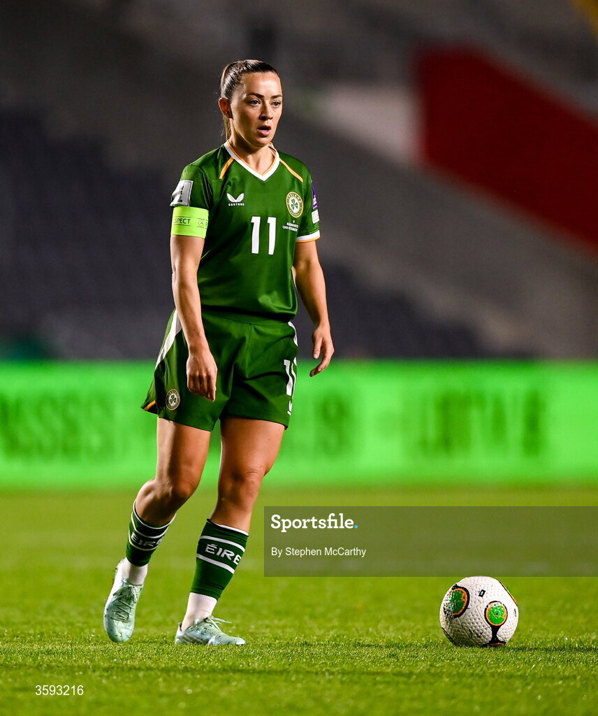 13 October 2026; Katie McCabe of Republic of Ireland during the 2027 FIFA Women’s World Cup qualifying round 1 play-off second leg match between Republic of Ireland and Kazakhstan at SuperValu Páirc Uí Chaoimh in Cork. Photo by Stephen McCarthy/Sportsfile