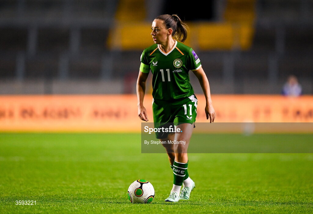 13 October 2026; Katie McCabe of Republic of Ireland during the 2027 FIFA Women’s World Cup qualifying round 1 play-off second leg match between Republic of Ireland and Kazakhstan at SuperValu Páirc Uí Chaoimh in Cork. Photo by Stephen McCarthy/Sportsfile
