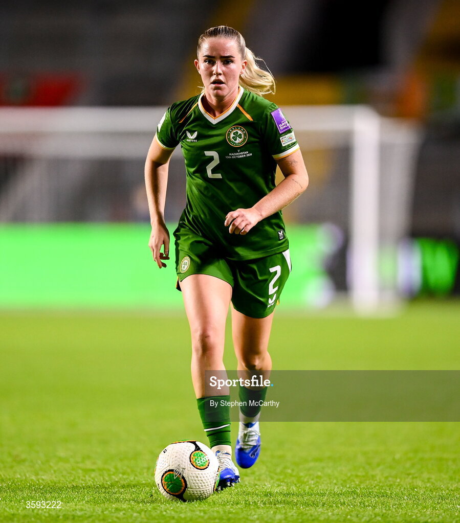 13 October 2026; Jessie Stapleton of Republic of Ireland during the 2027 FIFA Women’s World Cup qualifying round 1 play-off second leg match between Republic of Ireland and Kazakhstan at SuperValu Páirc Uí Chaoimh in Cork. Photo by Stephen McCarthy/Sportsfile