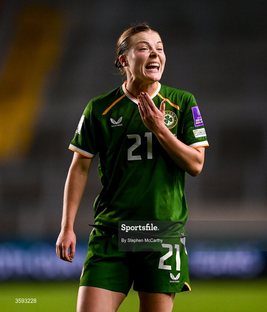 13 October 2026; Emily Murphy of Republic of Ireland during the 2027 FIFA Women’s World Cup qualifying round 1 play-off second leg match between Republic of Ireland and Kazakhstan at SuperValu Páirc Uí Chaoimh in Cork. Photo by Stephen McCarthy/Sportsfile