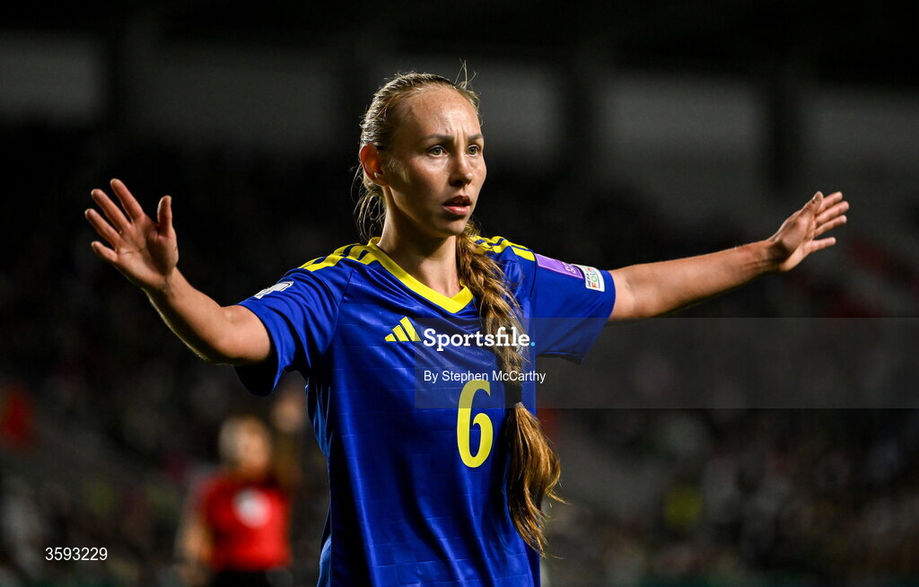 13 October 2026; Anastassiya Nizamutdinova of Kazakhstan during the 2027 FIFA Women’s World Cup qualifying round 1 play-off second leg match between Republic of Ireland and Kazakhstan at SuperValu Páirc Uí Chaoimh in Cork. Photo by Stephen McCarthy/Sportsfile