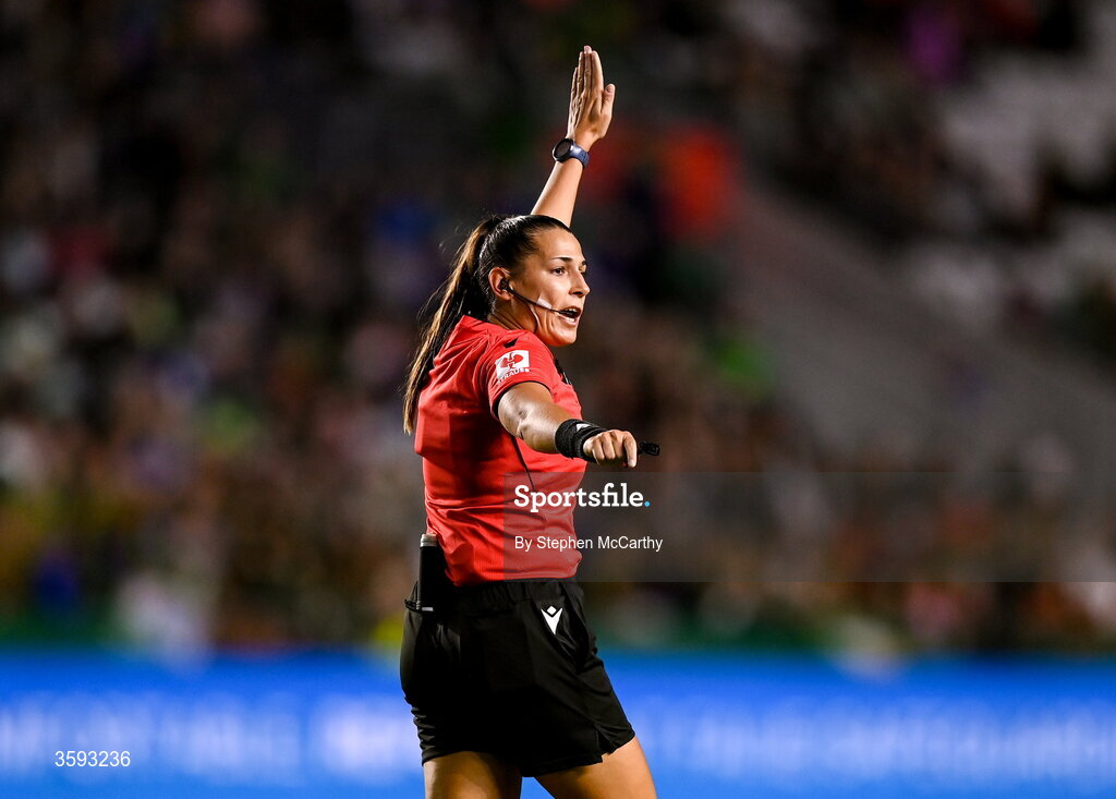 13 October 2026; Referee Michaela Pachtová during the 2027 FIFA Women’s World Cup qualifying round 1 play-off second leg match between Republic of Ireland and Kazakhstan at SuperValu Páirc Uí Chaoimh in Cork. Photo by Stephen McCarthy/Sportsfile